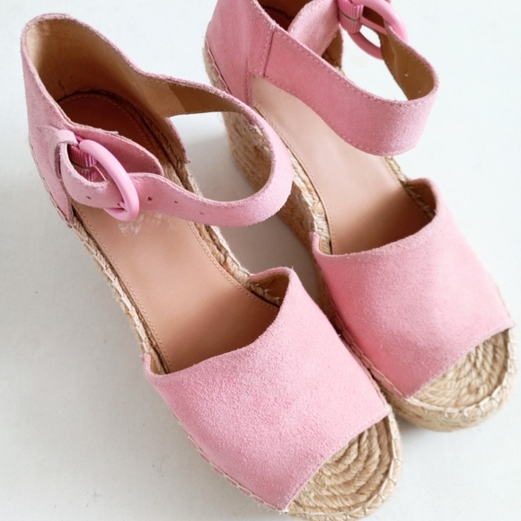 Marc Fisher suede pink wedge platform espadrille sandals - Picture 6 of 16